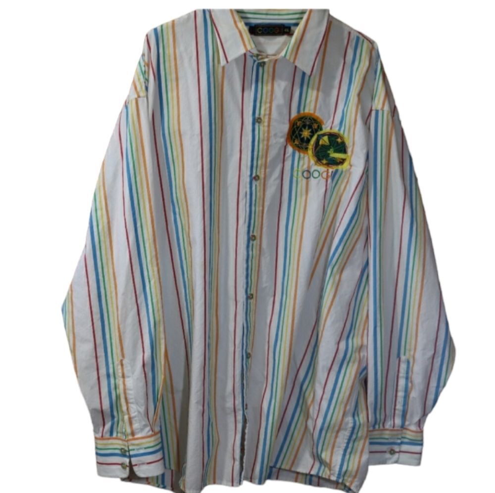 Coogi Vintage Rainbow Stripe Long Sleeve Button Down Shirt 4X